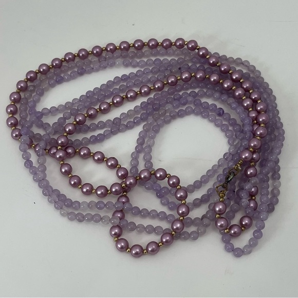3 pc Purple VTG Beaded Necklace Lot - Picture 2 of 9